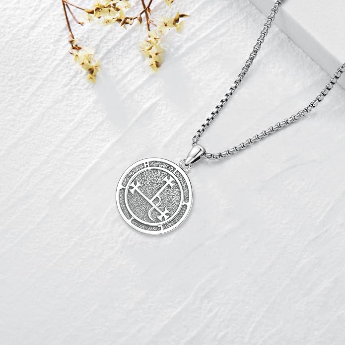 Pentagram Necklace Sterling Silver Triple Moon Goddess/Celtic Knot Witches Knot/Ankh/Sun and Moon/Hecate/Lilith/Santa Muerte/Tetragrammaton Pendant Necklace Pagan Wiccan Magic Egyptian Amulet Jewelry for Women Men