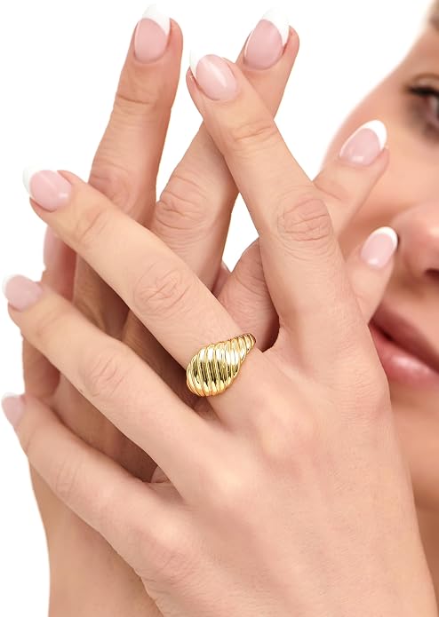 DEVATA Gold or Rhodium Plated Sterling Silver 925 – Eternity, Band Ring for Women – Heart, Knot, Clover, Infinity, Mariner, Cable, Curb, Cuban, Figaro, Daisy, Rope, Ribbed, Dome