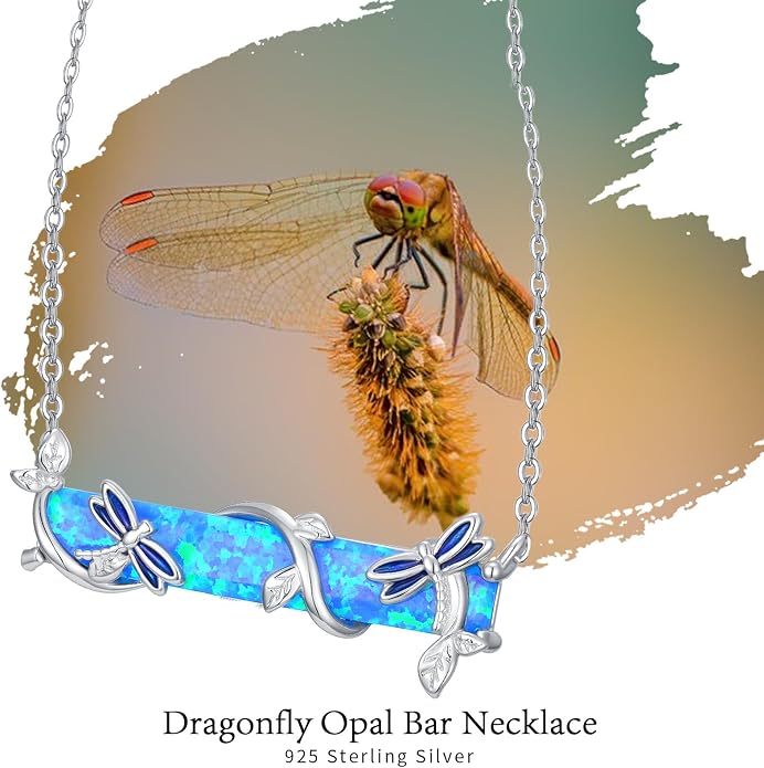 Bar Opal Leaf Necklace For Women S925 Sterling Silver White Opal Pendant with Leaf Charm Bar Pendant Jewelry Gift For Mom Daughter Wife