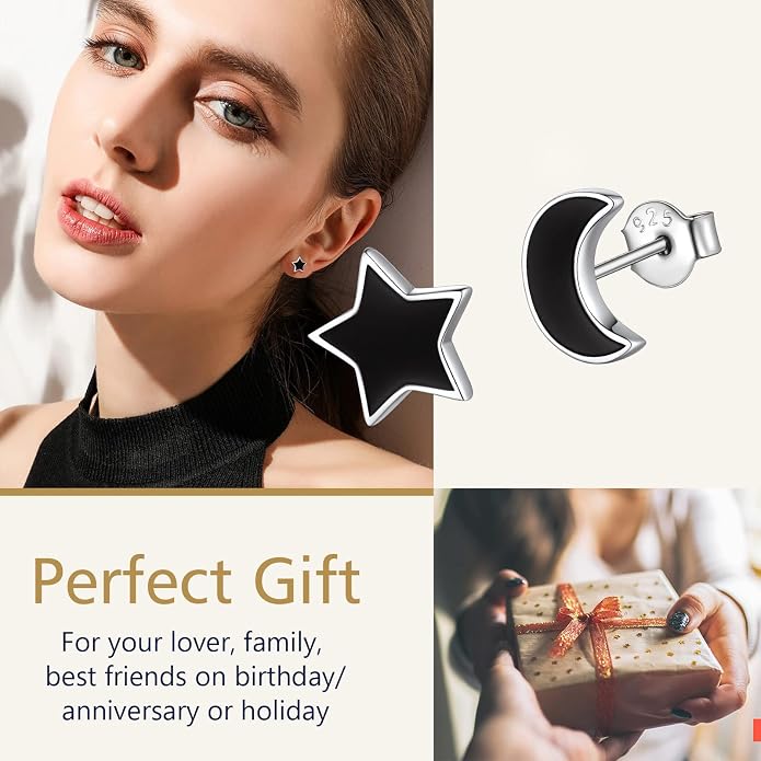 FindChic Hypoallergenic Sterling Silver Small Bar/Heart/Dot/Triangle/Butterfly/Lightning Studs Earrings Minimalist Geometric Jewelry Valentine Gifts for Women Men Girls, with Gift Box