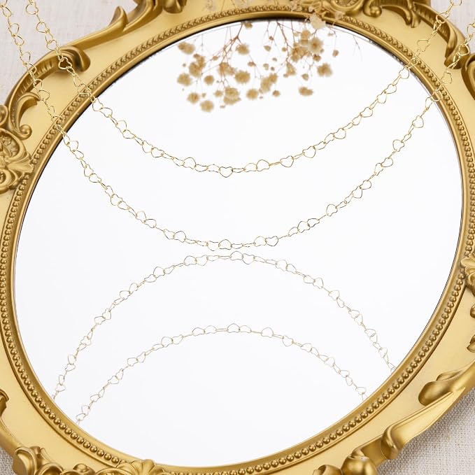 GTVOODX 16.4 Feet Stainless Steel Heart Link Chains 18K Gold Plated Soldered Jewelry Chain Roll Spool for DIY Jewelry Bracelet Necklace Making with Lobster Clasps Jump Rings