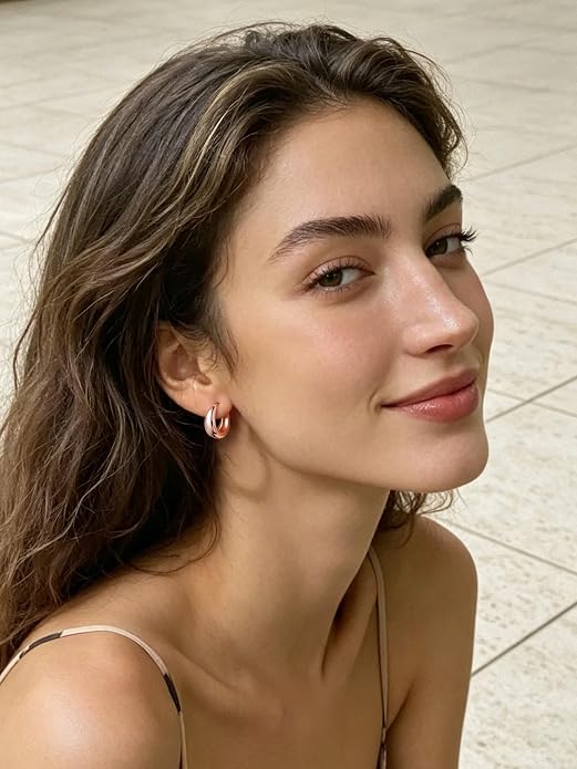 Bestyle Gold Huggies Earrings for Women Hypoallergenic 925 Sterling Silver Post Huggie Hoop Earrings Thick Lightweight Small Hoop Earrings 8/10/12/14mm