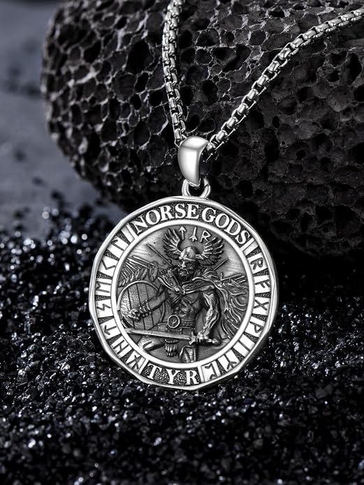 Viking Necklace for Men Women 925 Sterling Silver Norse Jewelry Fathers Mothers Day Anniversary Birthday Gifts for Mom Dad Husband Brother (with Gift Box)
