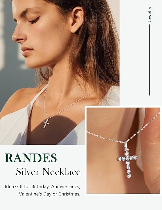 Sterling Silver Cross Necklace for Women Birthstone Religious Jewelry