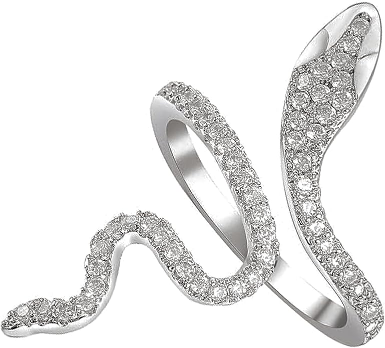 18K Gold Plated Rings for Women and Teen Girls Non Tarnish Cubic Zirconia Fidget Ring Butterfly/Snake/Mesh/Cross/Crown Knuckle Ring Open Adjustable Statement Stacking Chunky Rings