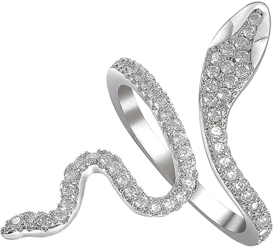 18K Gold Plated Rings for Women and Teen Girls Non Tarnish Cubic Zirconia Fidget Ring Butterfly/Snake/Mesh/Cross/Crown Knuckle Ring Open Adjustable Statement Stacking Chunky Rings