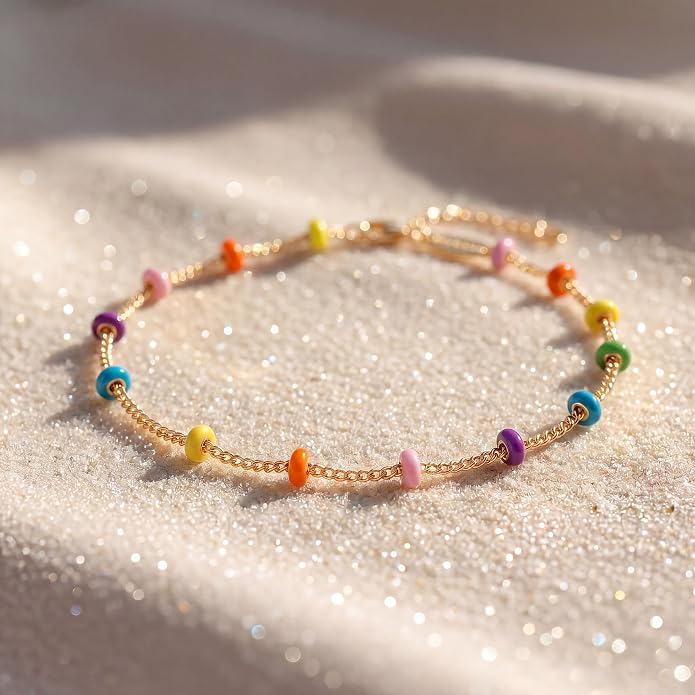 MEVECCO Anklet for Women Gold Chain 14K Gold Plated Dainty Boho Beach Summer Simple Foot Jewelry Ankle Bracelet