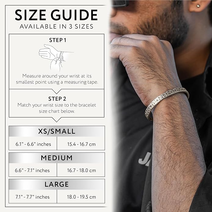 Cuff Bracelet for Men Premium Stainless Steel Mens Bangle Bracelets Silver Cuff Bracelet Waterproof & Non-Tarnish Minimal Western Bracelet