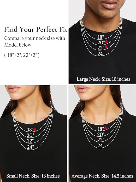 SILVERCUTE 925 Sterling Silver Necklace for Women,1mm/1.3mm/1.5mm/1.6mm Thin Silver Cable Chain/Box Chain/Rope Chain Necklace with Extension Chain,18/20/22/24/26/28/30 Inch