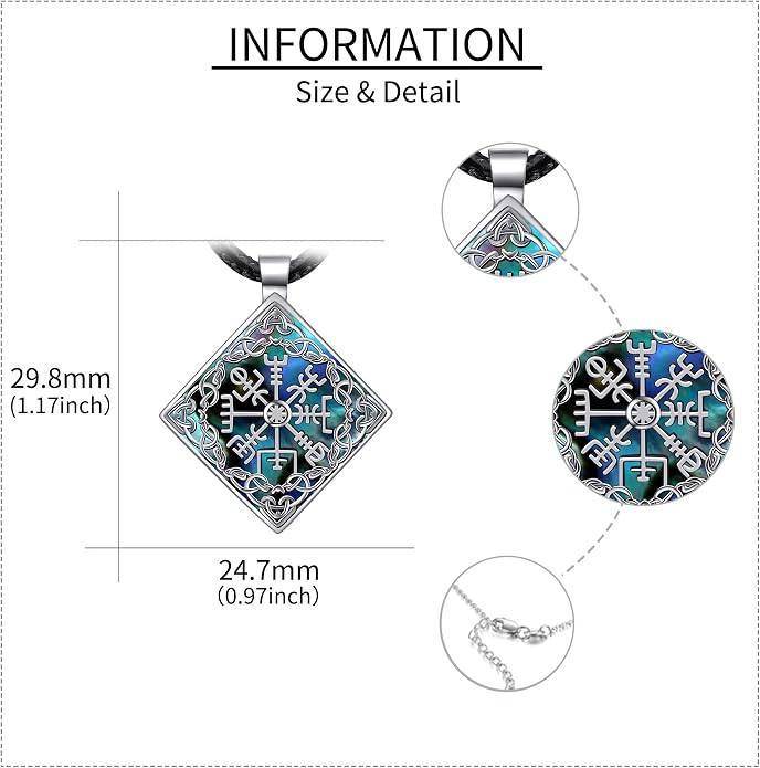 URONE Men Viking Pendant Necklace Sterling Silver Norse Viking Jewelry