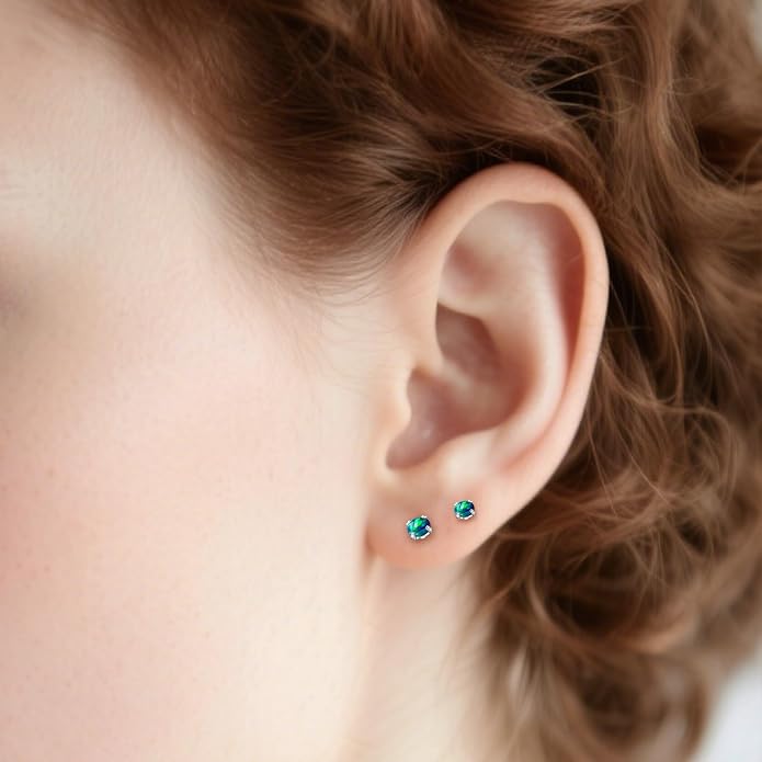Ruifan Titanium Flat Back Lip Rings Externally Threaded Earrings Studs Nose Rings 20G 18G 16G Round Opal Tragus Cartilage Lobe Rook Helix Conch Labret Medusa Piercing Jewelry for Women Men