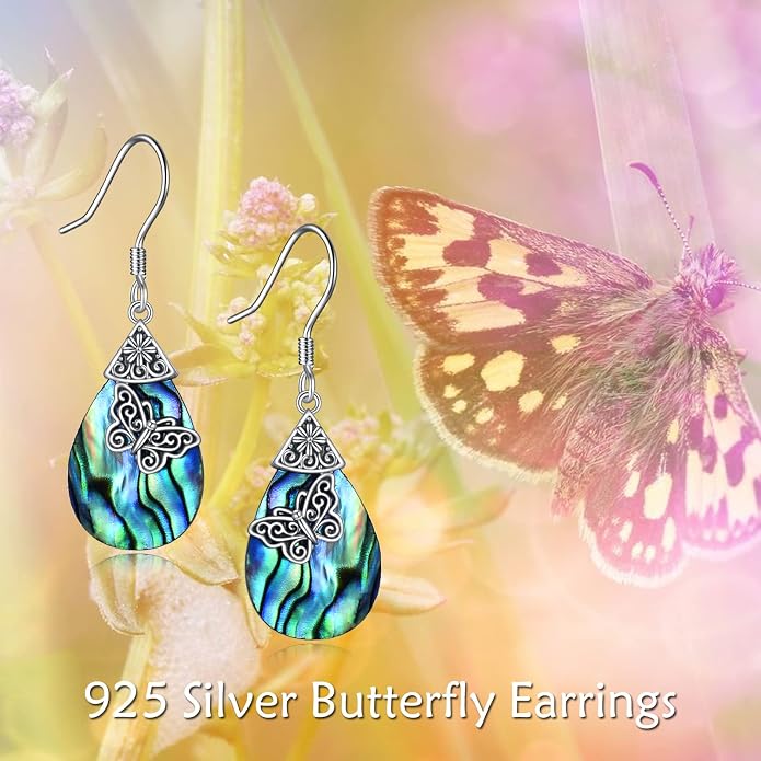 POPLYKE 925 Sterling Silver Tree of Life Dangle Earrings for Women Fashion Abalone Shell Jewelry Gifts for Mom Sister Friend Birthday