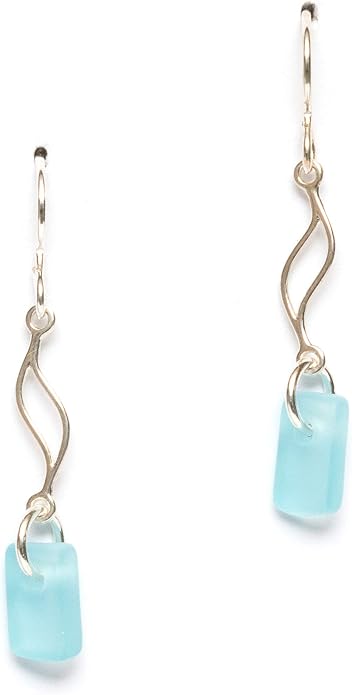 Journey Sea Glass Earrings - Sterling Drop Beach Earrings for Women by EcoSeaCo, using sustainable, recycled and repurposed material. Handmade Jewelry in the USA
