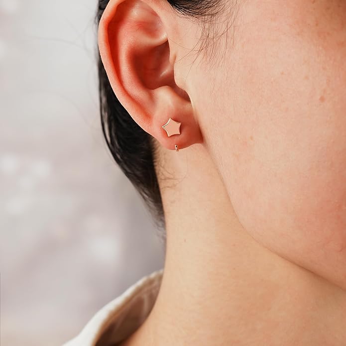 CHIC & ARTSY 925 Sterling Silver Half Hoop Earrings for Women, Small Huggie Hoops Set with Ball Bar Star Moon Cross & Pearl, Lightweight Comfort Fit Everyday & Sleep Earrings