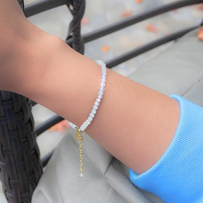 Faceted Bracelet for Women, Certified 925 Sterling Silver with 18K Gold Vermeil Healing Crystal Bracelets for Women - Crystals and Healing Stone Bracelet Women Jewelry for Gift