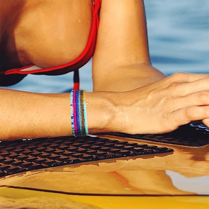 Beaded Anklets for Women Handmade Boho Beaded Ankle Bracelets Colorful Beads Foot Anklets for Women