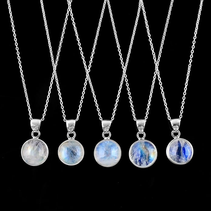 Raw Gemstone Dainty Pendant Necklace for Women, Trendy Healing Chakra Crystal, Birthstone Handmade 925 Sterling Silver Adjustable 18 inch Chain Jewelry, Birthday Gifts