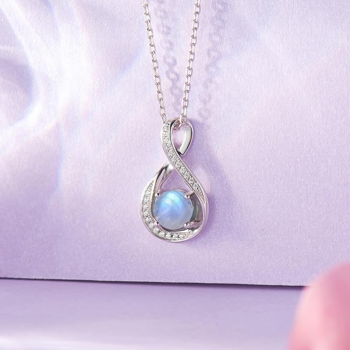 925 Sterling Silver Birthstone Necklace for Women Infinity Necklaces Birthday Anniversary Fine Jewelry Gifts for Mother Women, Adjustable Chain