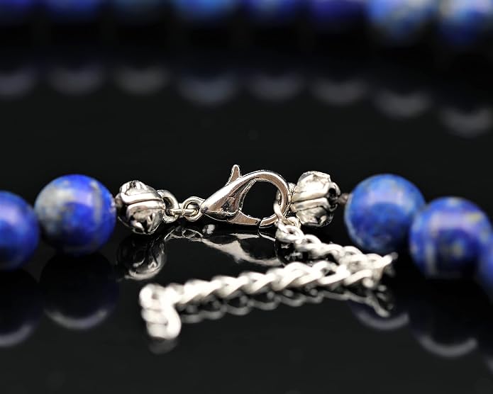 Natural Gemstone Beaded Choker Necklace | 8mm Handmade Adjustable Jewelry for Men & Women | Chakra Balancing Crystal Necklace | Spiritual Gift | Macrame Cord with Extender