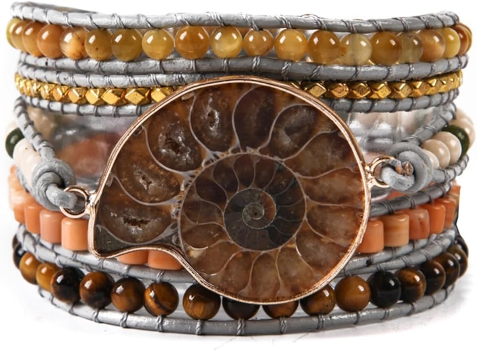 YGLINE Boho Handmade Wrap Leather Tube Crystal Stone Bracelet for Women