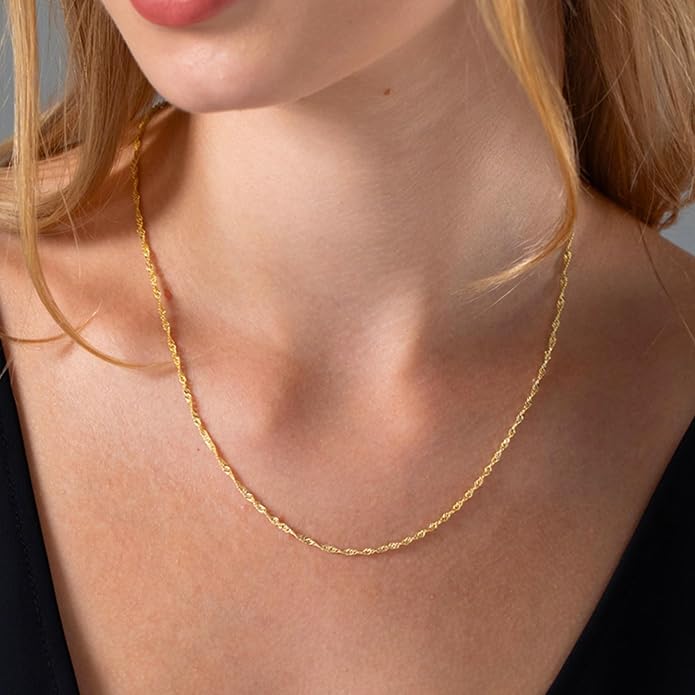 BAYLAY Gold Chain Necklace for Women - 18K Gold Plated Necklace Chain Dainty Gold Necklace for Women Gold Chain Gold Necklace Gold Jewelry Gifts Size 16/18/20/22/24/26 Inch