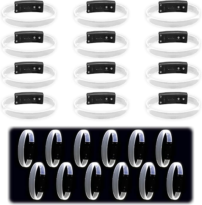 12 Magic Band Pack | Glow in The Dark | Flashing Light up for Concerts | Running Lights for Runners | Glow in The Dark Bracelets | Led Bracelet