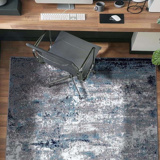 Rugshop Watercolor Distressed Modern Bohemian Area Rug Blue 3'3" x 5'
