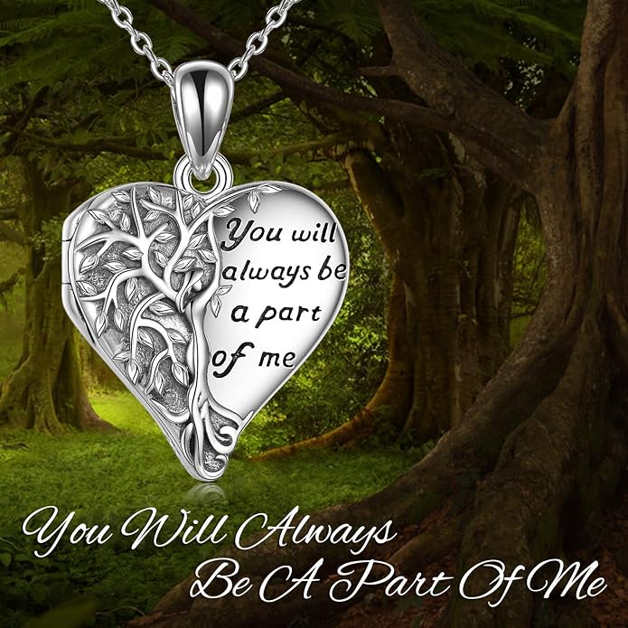 YFN Locket Necklace 925 Sterling Silver Heart Locket Necklace that Holds Pictures for Women Jewelry Gifts