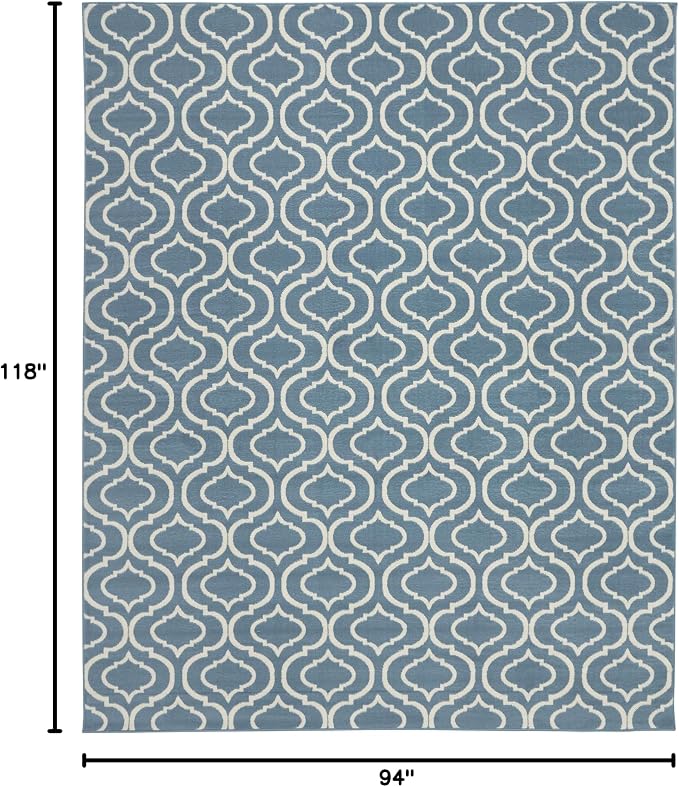 Nourison Home Jubilant Blue 7'10" x 9'10" Area Rug - Easy Clean, Non Shedding, Bed Room, Living Room, Dining Room, Kitchen (8' x 10')
