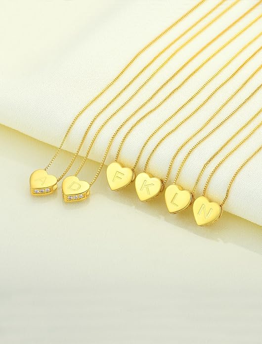 YL Initial Necklace 925 Sterling Silver Heart Letter Pendant A-Z Alphabet Cubic Zirconia Jewelry for Women