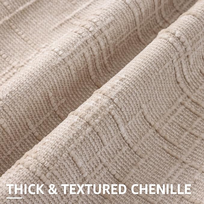decorUhome Textured Chenille Throw Pillow Covers 20x20 Set of 2 Ivory | Fall Modern Farmhouse Soft Cozy Slubby Couch Pillow Cases Boho Decorative Pillow Cases for Bed Sofa Living Room Home Decor