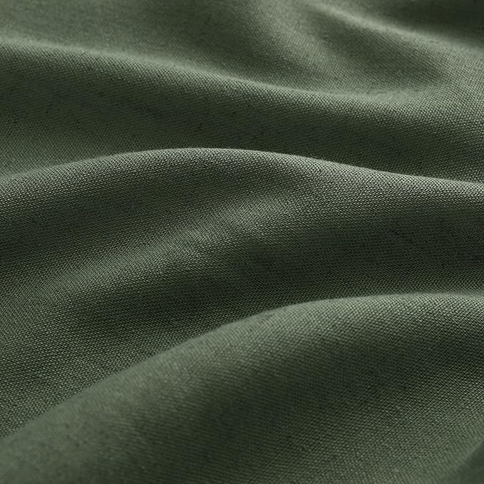 Green Pinch Pleated Curtains 108 Inches Long 2 Panels for Living Room Dining Privacy Light Filtering Extra Long Olive Pleated Linen Drapes with Hooks Back Tab Ceiling Floor for Bedroom Window 9Ft