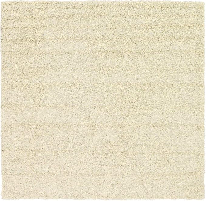 Unique Loom Solid Shag Collection Area Rug (7' 10" Square, Pure Ivory)