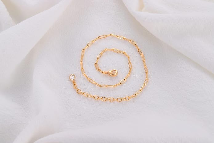 LOYATA Dainty Ankle Bracelet,14K Gold Plated Tiny Bead Anklet Dainty White Cubic Zirconia Cross Tassel Foot Chain Cute Lucky Moon Evil Eye Foot Jewelry Boho Anklets for Women