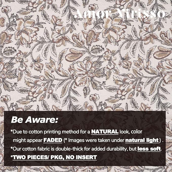 Amor Virisso Floral Throw Pillow Covers 20x20 Set of 2 Vintage Block Print Pillow Covers Decorative Pillow Covers Couch Pillows for Living Room Farmhouse Accent Sofa Pillows, Red/Sand