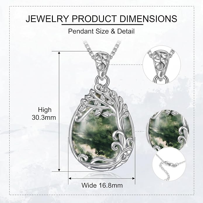 Teardrop Moonstone Necklace for Women Tree of Life/Filigree Birthstone Pendant Necklace Jewelry
