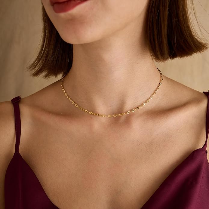 BAYLAY Gold Chain Necklace for Women - 18K Gold Plated Necklace Chain Dainty Gold Necklace for Women Gold Chain Gold Necklace Gold Jewelry Gifts Size 16/18/20/22/24/26 Inch