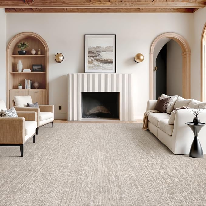 Valenrug Washable Rugs 7x9 - Stain Resistant 7x9 Area Rugs for Living Room, Non Slip Backing Gradient Printed Rugs for Bedroom, Foldable Machine Washable Area Rug(7'x9', Beige)