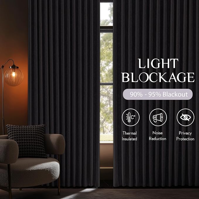 Beauoop Purple Floral Jacquard Blackout Curtains for Bedroom 52x84 2 Panels | Flower Chenille Room Darkening Drapes for Living Room 84 Inch Long Thermal Insulated Soundproof Window treatment Grommet