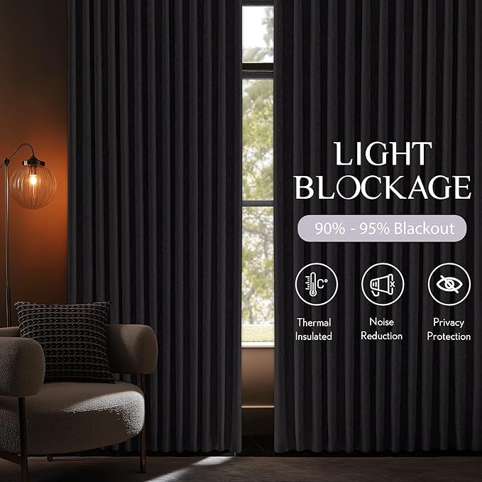 Beauoop Purple Floral Jacquard Blackout Curtains for Bedroom 52x84 2 Panels | Flower Chenille Room Darkening Drapes for Living Room 84 Inch Long Thermal Insulated Soundproof Window treatment Rod Pocket
