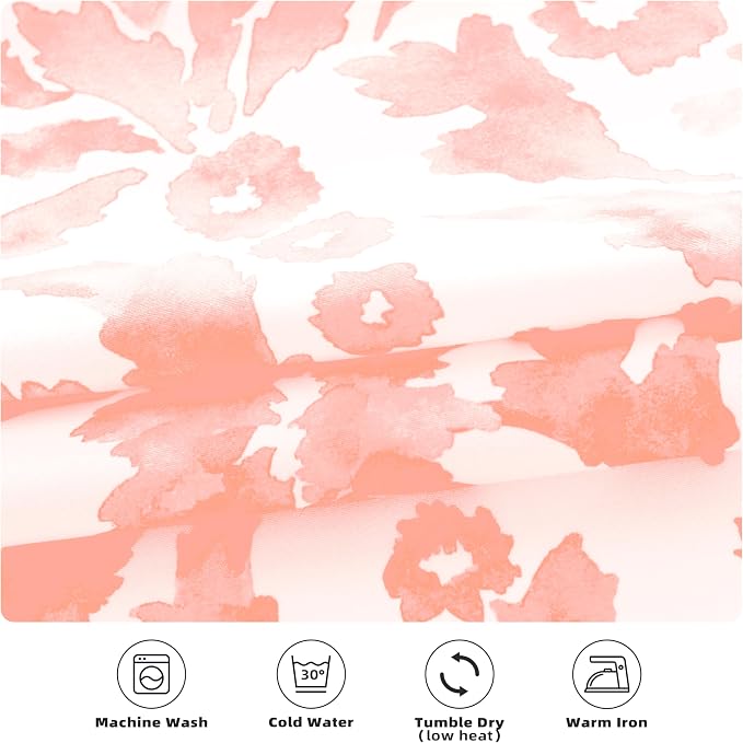DriftAway Julia Blackout Curtains Grommet 2 Panels, W52xL84, Blush | Floral Curtains, Bedroom, Living Room, Room Darking, Watercolor Pattern, 2 Layers, Thermal Insulated, Window Treatment