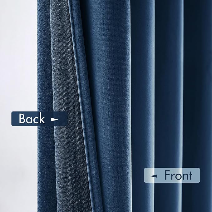 MIULEE Navy Blue Blackout Velvet Curtains Drapes 84 Inch Long 52"x84" | Luxurious Bedroom Living Room Decor, Room Darkening, Thermal Insulated, Rod Pocket Design, Super Soft Fabric