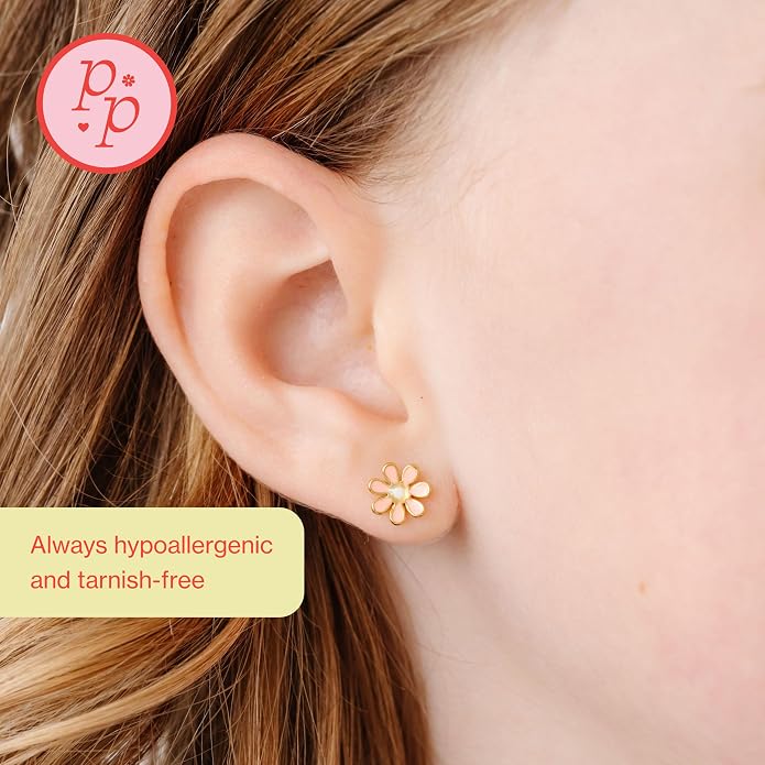 Colorful Stud Earrings - Gold, hypoallergenic, flat back earrings, all-day comfort for sensitive ears