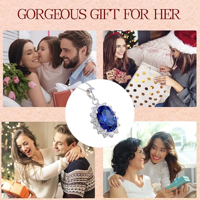 Wuziwen 925 Sterling Silver Princess Diana Kate Middleton Pendant Necklace for Women Jewelry Gift for Her