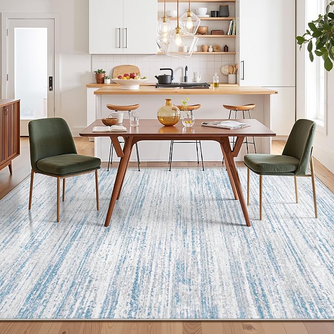 Area Rug 5x7 Living Room Rugs: Washable Modern Rug Non-Slip Soft Rugs Stain Resistant Printed Rug Indoor Carpet for Bedroom Kitchen Dining Room Nursery Home(Blue, 5'x7')