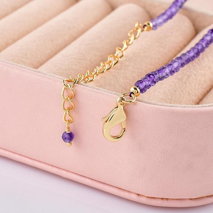 InfinityGemsArt Gemstone Gold Necklace For Women, Birthstone Natural Crystal Stone With Freshwater Pearl Beaded Jewelry, Gold Plated 18 Inch Chain