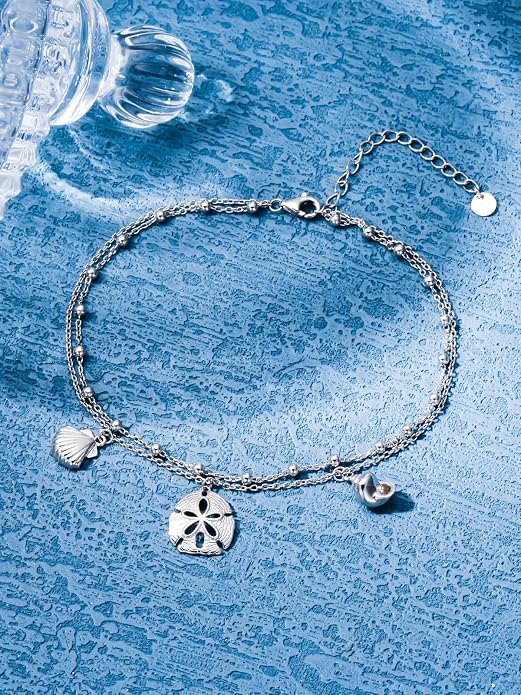 Ankle Bracelets for Women, 925 Sterling Silver Infinity/Heart/Pineapple/Butterfly/Turtle/Evil Eye/Sand Dollar Anklets Waterproof, Christmas Birthday Bracelet Anklets Jewelry Gift Adjustable
