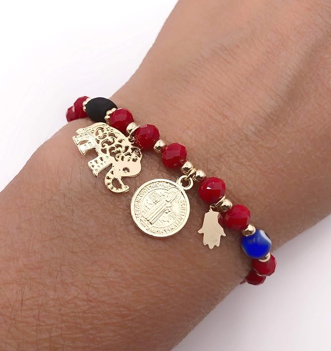 SIFRIMANIA Positive Energy Evil Eye Talisman Genuine Azabache Red Adjustable Protection Bracelet for Women