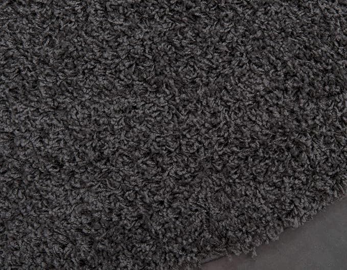 Unique Loom Solid Shag Collection Area Rug (8' Round Graphite Gray)