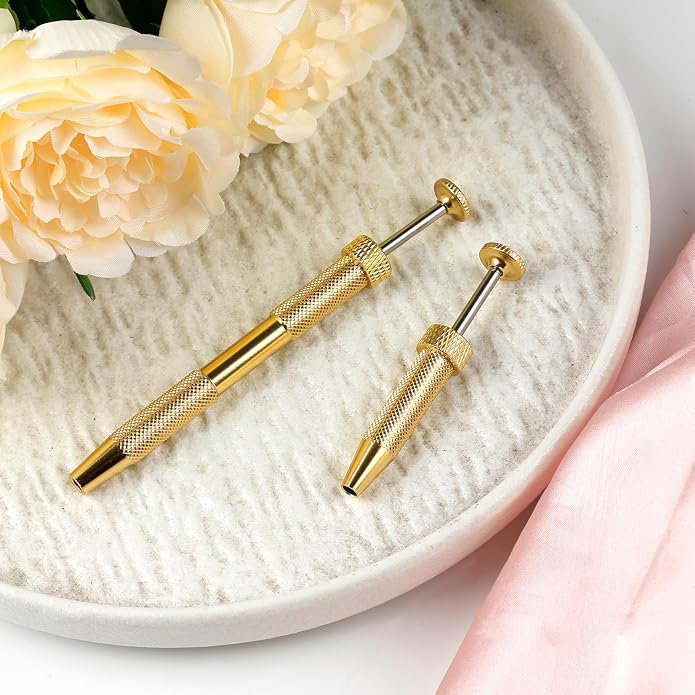 ONESING 2Pcs Piercing Ball Grabber Tool for Changing Jewelry, Stianless Steel Flat Back Earring Applicator Internally Threaded Push Pin Piercing Grabber Tool, Anti Slip 4 Claw Gem Ball Grabber Tool